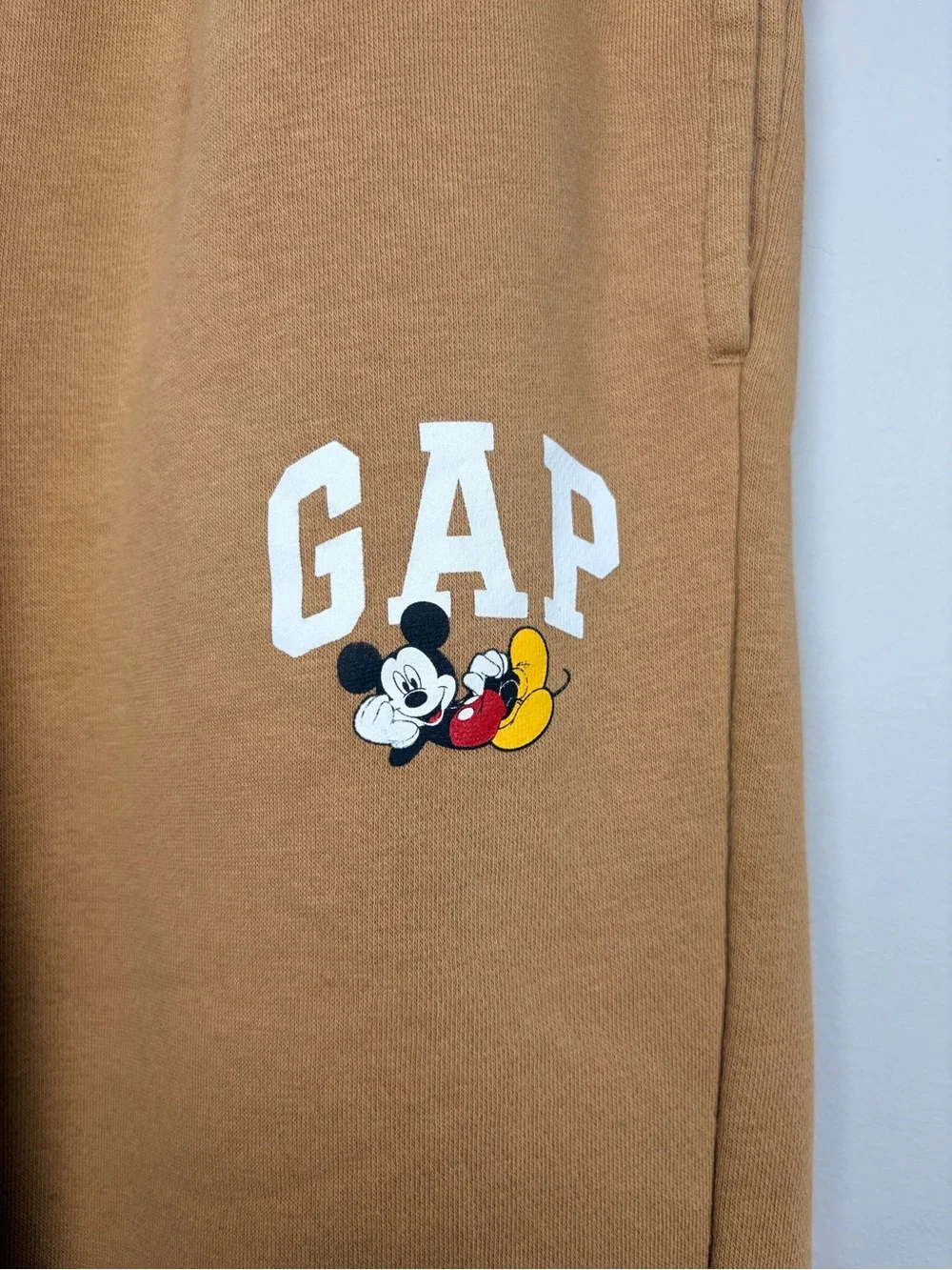 Gap x‎ Disney Mickey Mouse Jogger Sweatpants Kids XXL 14-16 Tan Fleece Logo